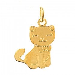 Pendentif Chat assis plaqué or 