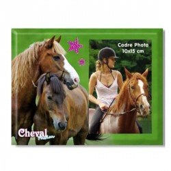 Cadre photo vert Cheval et poney